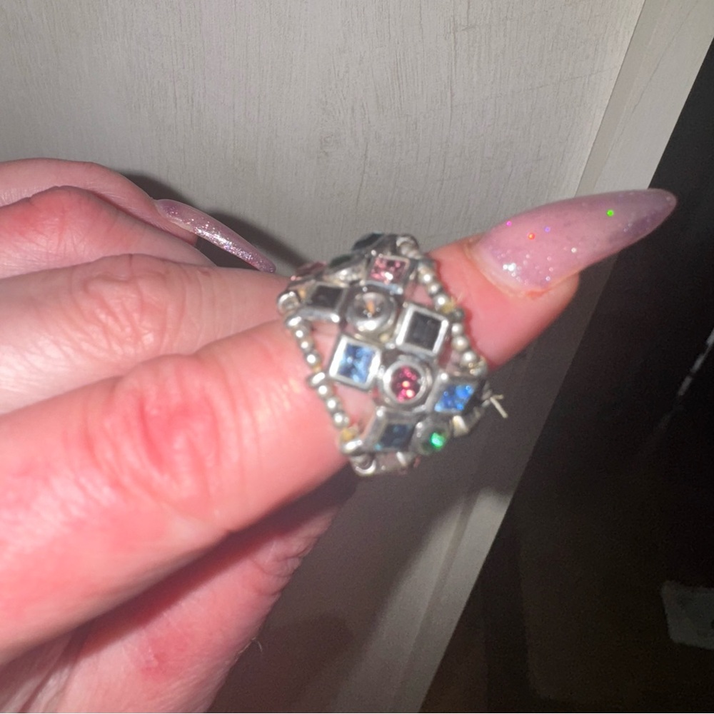 Elegant Silver Multi-Color Gemstone Ring